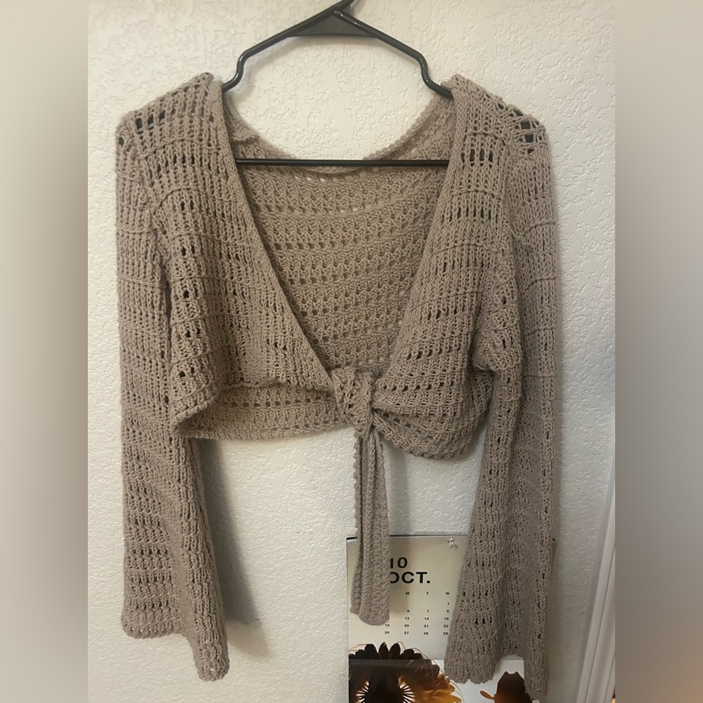 Crochet Tie-Front Cardigan